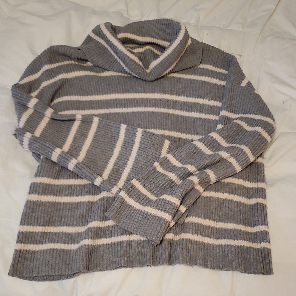 Women's Striped Cowl Neck Sweater
